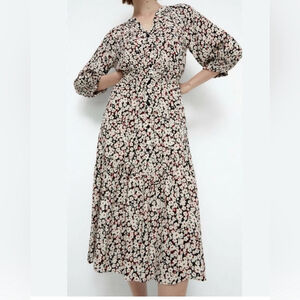 zara Floral Midi Dress long xs